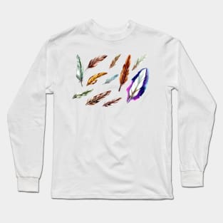 Feather Set Watercolor Long Sleeve T-Shirt